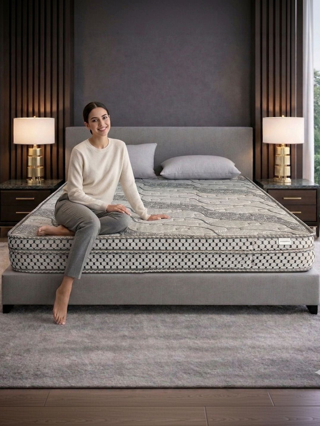 COZY CUB Grey Printed Sag Resistant High Density Foam Side Sleepers Single Mattress-image-37