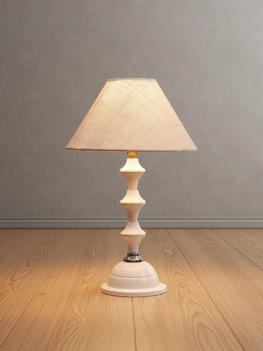 BrightDaisy White Textured Metal Contemporary Frusturical Shaped Table Lamp-image-44