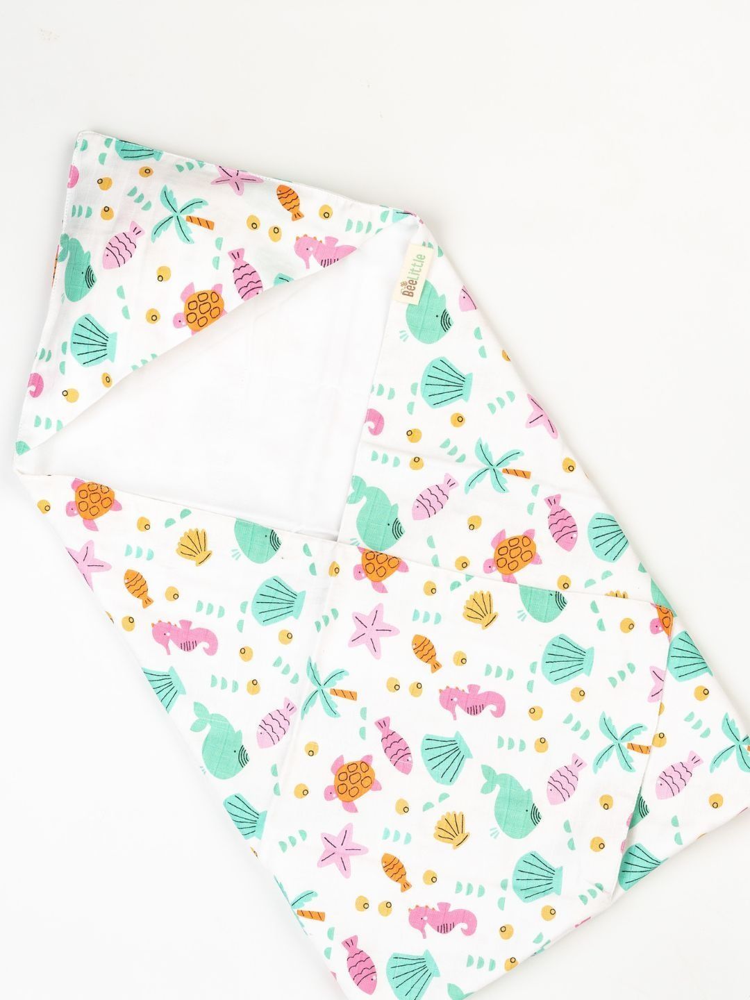 BeeLittle White & White 1 Printed Cotton 120 GSM Bath Towel-picture-32
