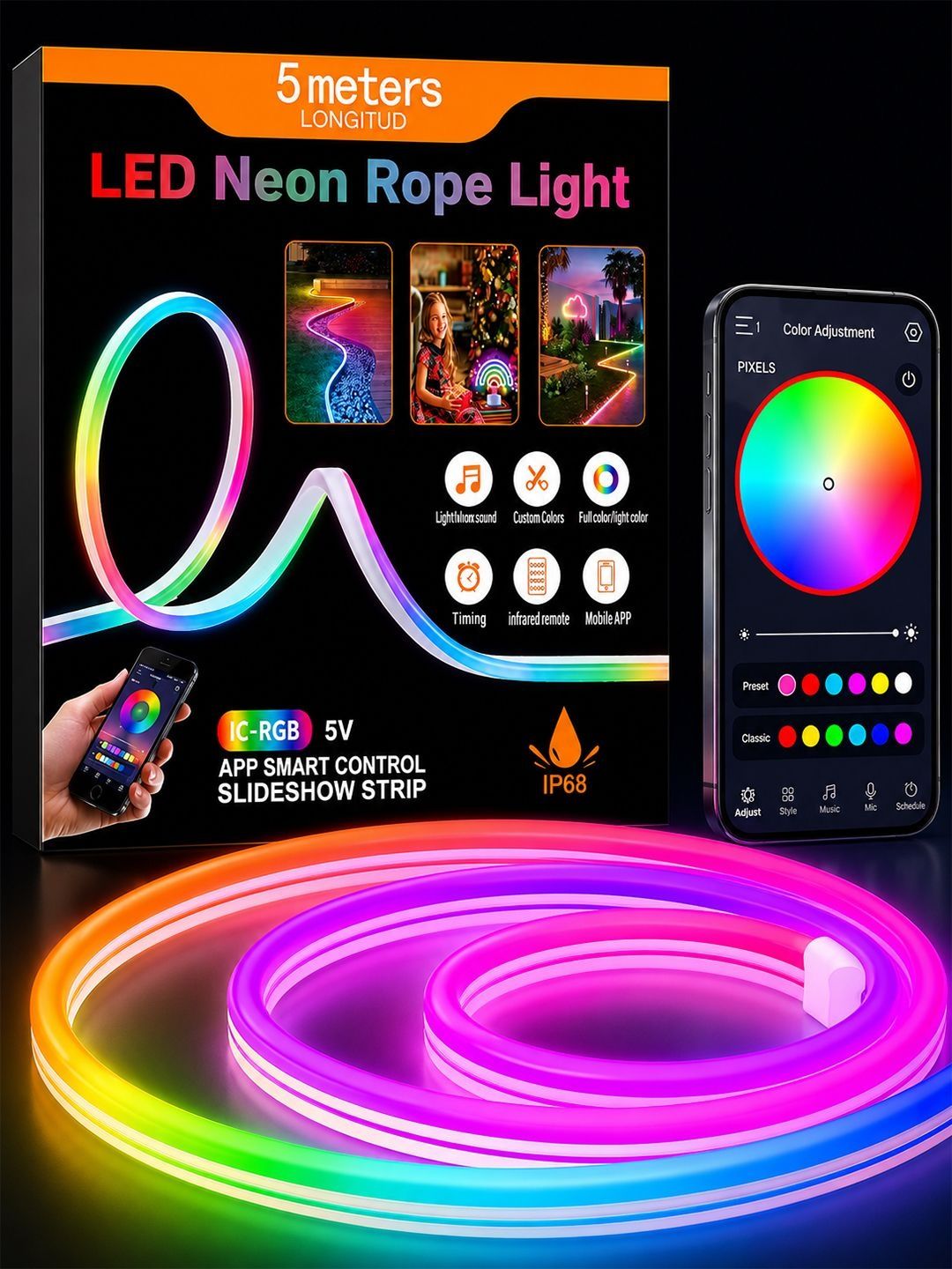 KAVYARA Pink & Green Color Changing String Light-image-48