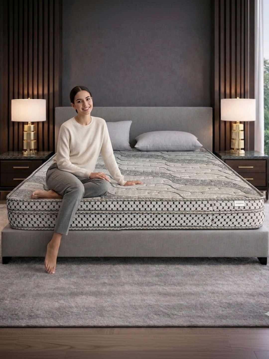 COZY CUB Grey Printed Sag Resistant High Density Foam Side Sleepers Single Mattress-image-20