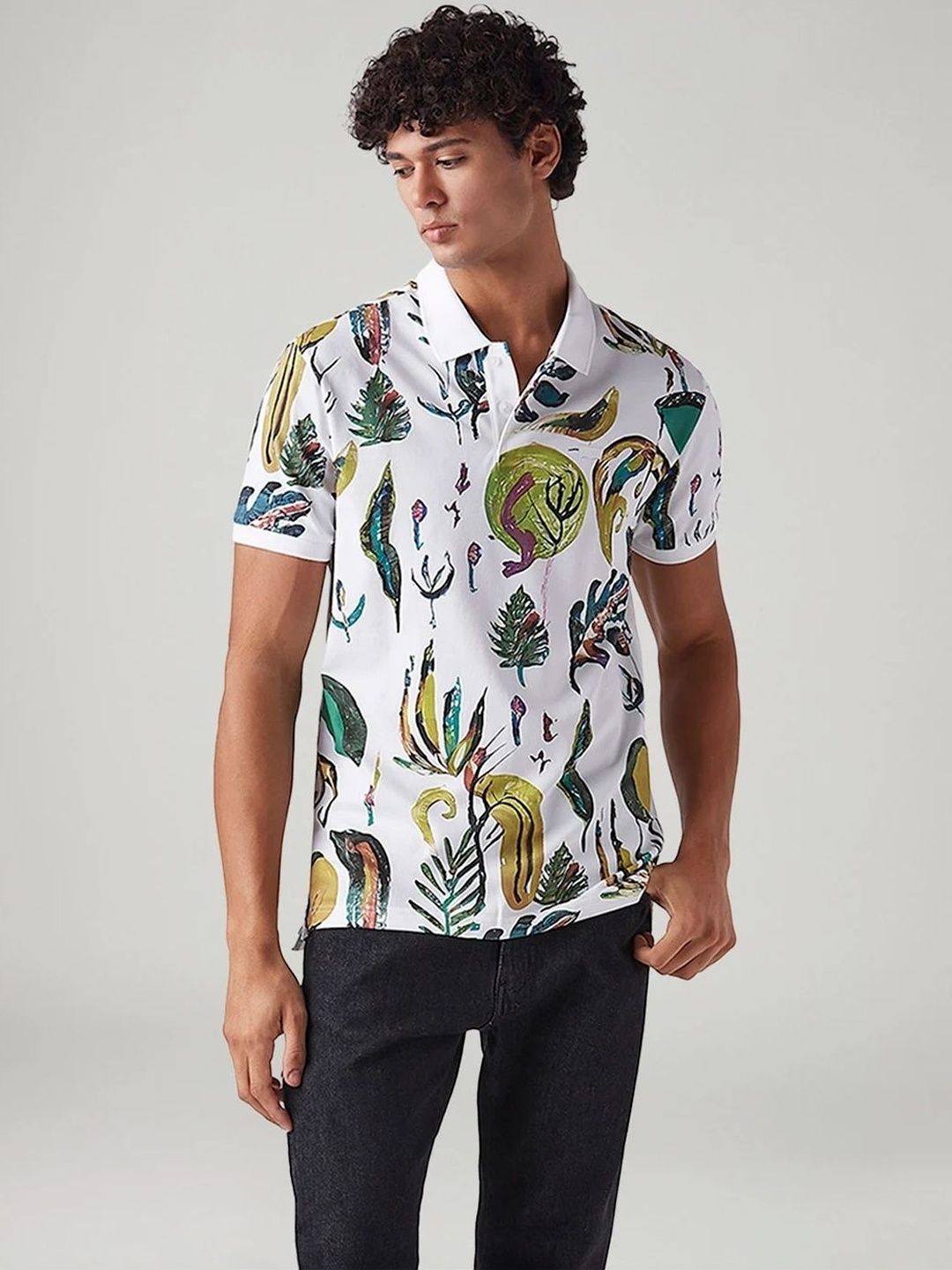 Levis Men Floral Printed Polo Collar Tropical Slim Fit T-shirt-image-24