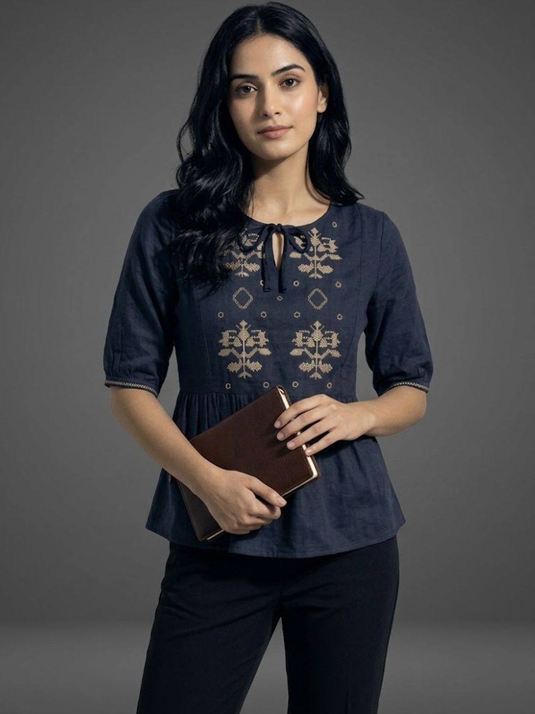 Navibhu Ethnic Motifs Embroidered Thread Work Thread Work Kurti-picture-11
