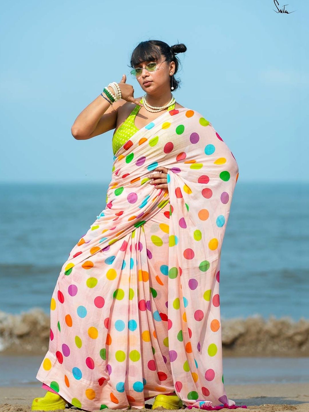 Suta Polka Dot Pure Cotton Saree-picture-29