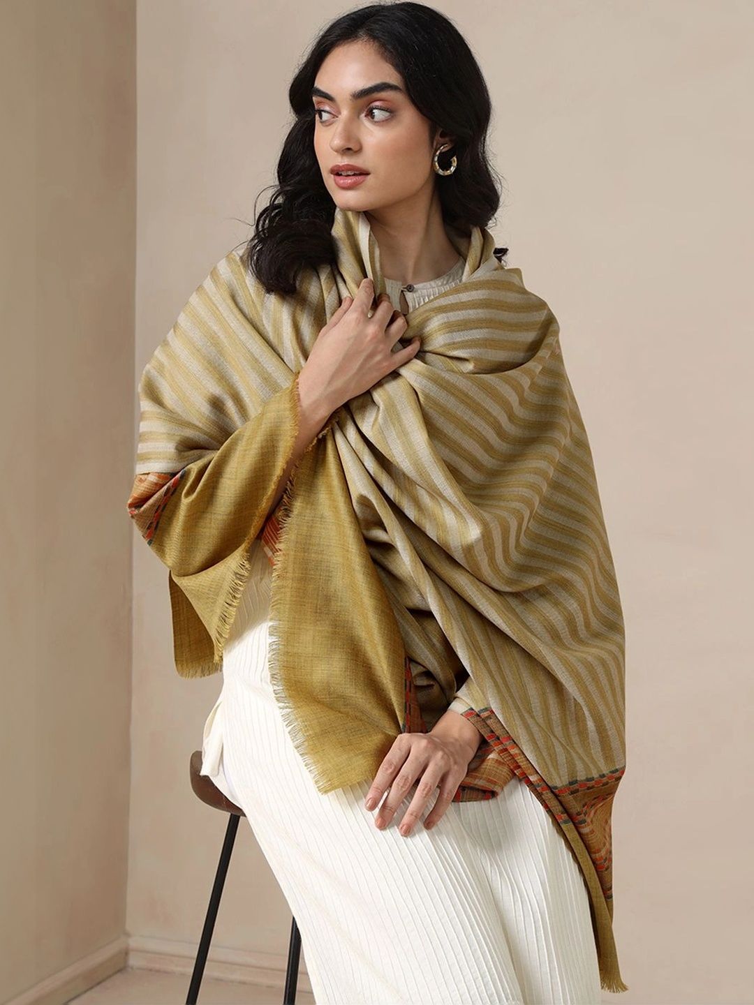 Fabindia Women Striped Woven Design Shawl-picture-31