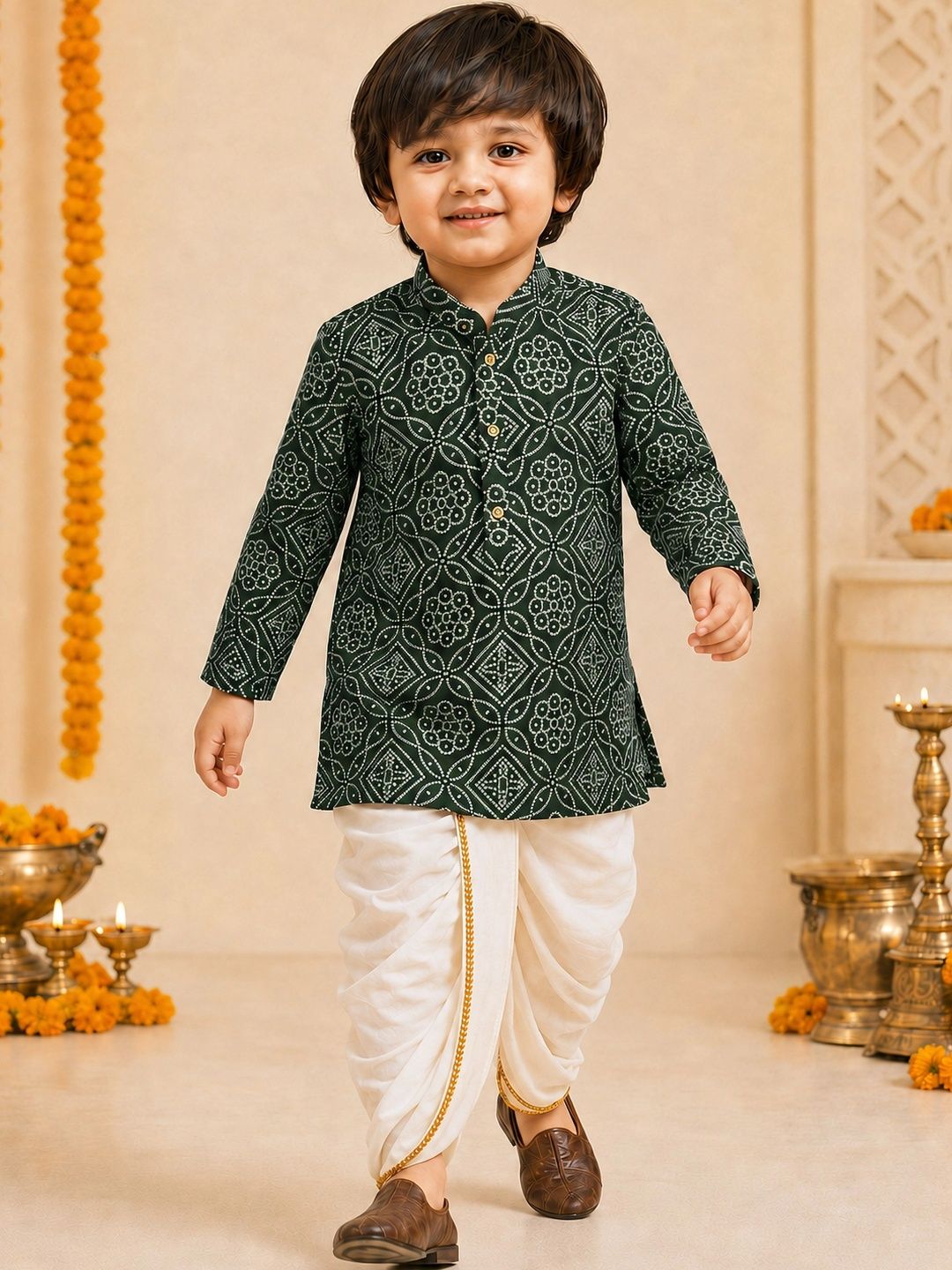 VASTRAMAY Boys Ethnic Motifs Printed Regular Kurta with Dhoti Pants-picture-34