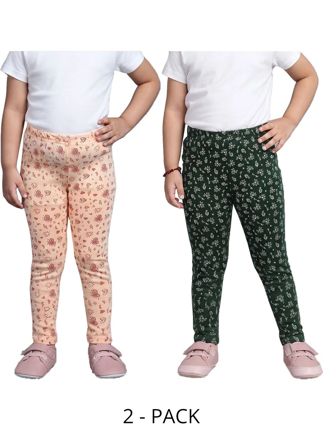 BAESD Girls Pack of 2 Printed Cotton Ankle Length Leggings-picture-43