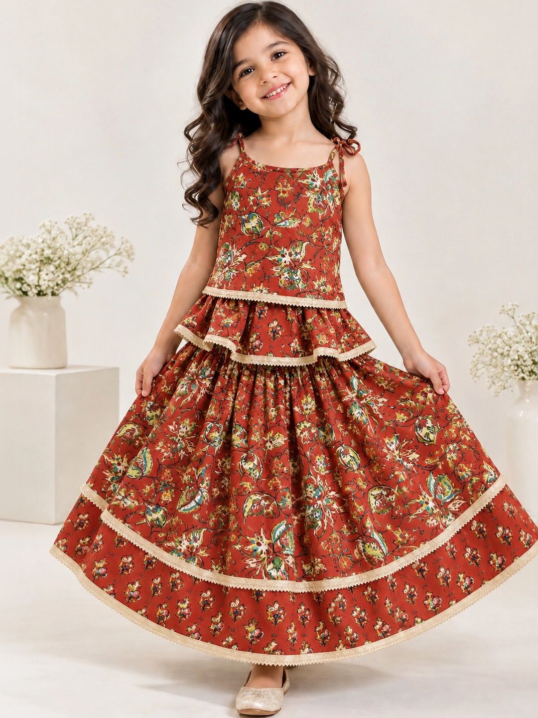 House of Vived Girls Printed Ready to Wear Lehenga &-picture-41