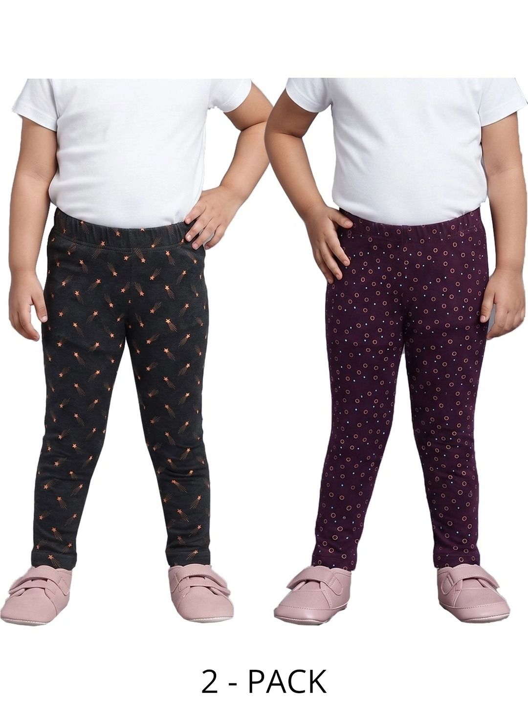 BAESD Girls Pack of 2 Printed Cotton Ankle Length Leggings-picture-36