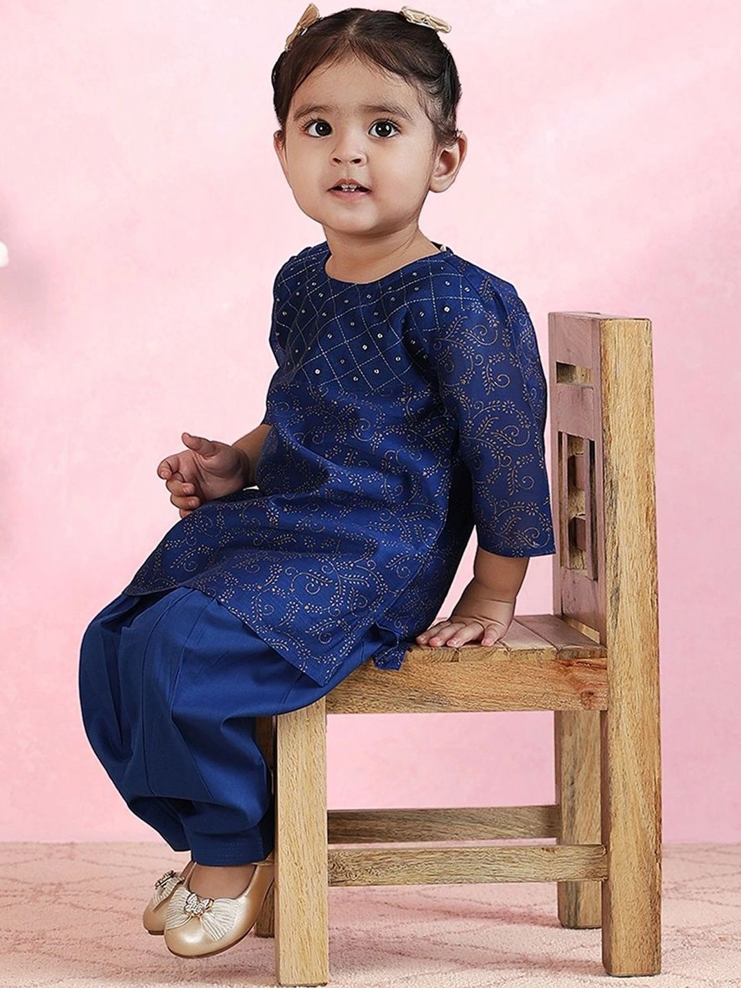 Fabindia Girls Ethnic Motifs Printed Regular Kurta with Patiala-picture-45