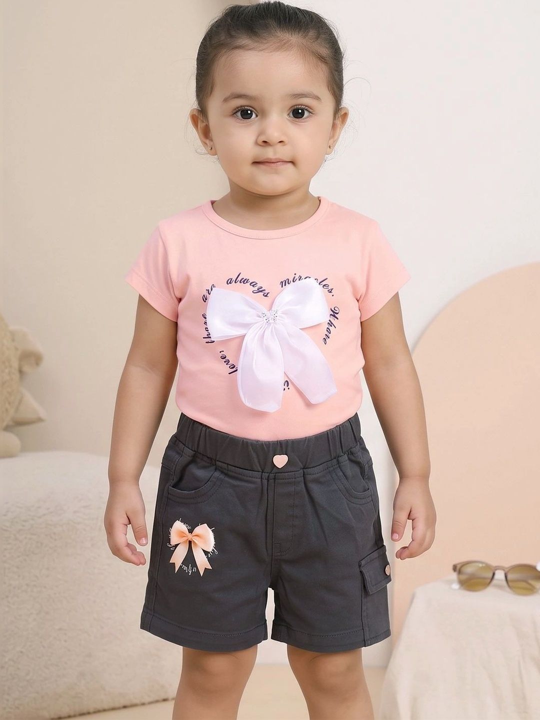 V-Mart Girls Printed T-shirt with Shorts-picture-49