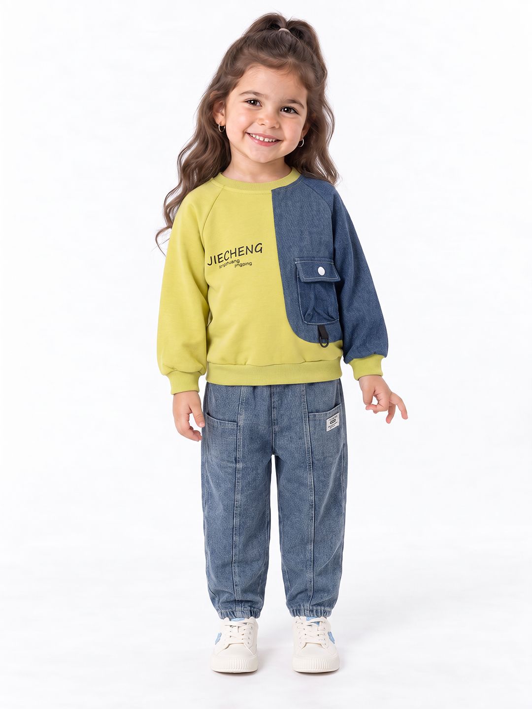 YK Girls Colourblocked Sweatshirt with Trousers Clothing Set-picture-58