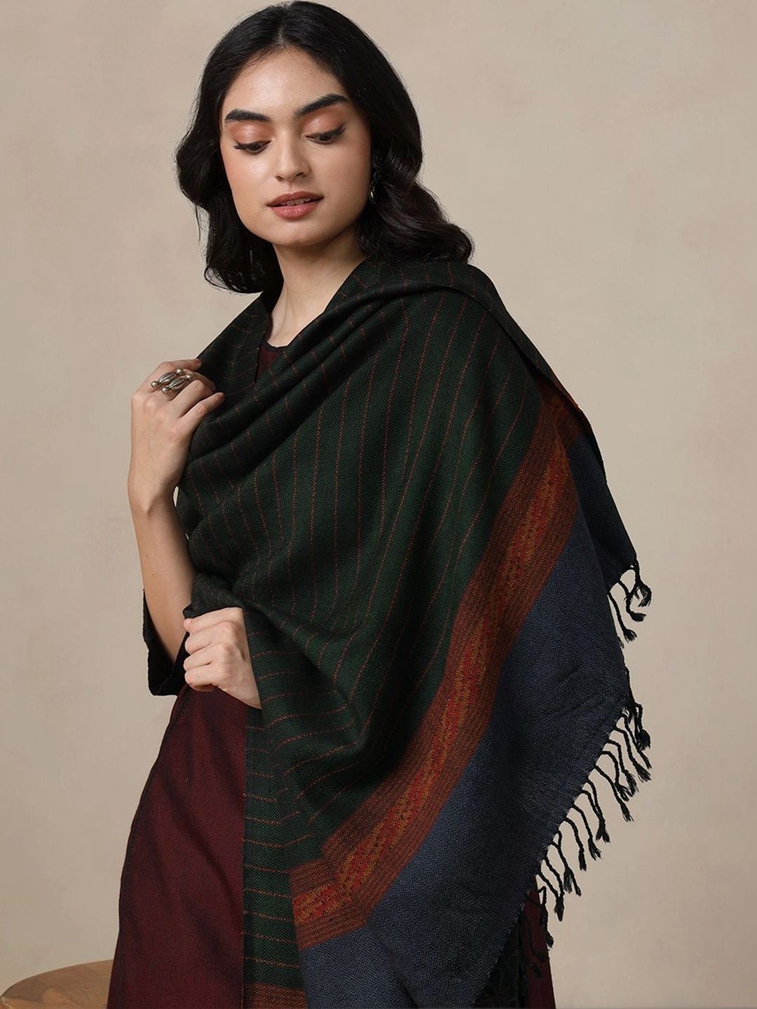 Fabindia Women Striped Woven Design Shawl-picture-34