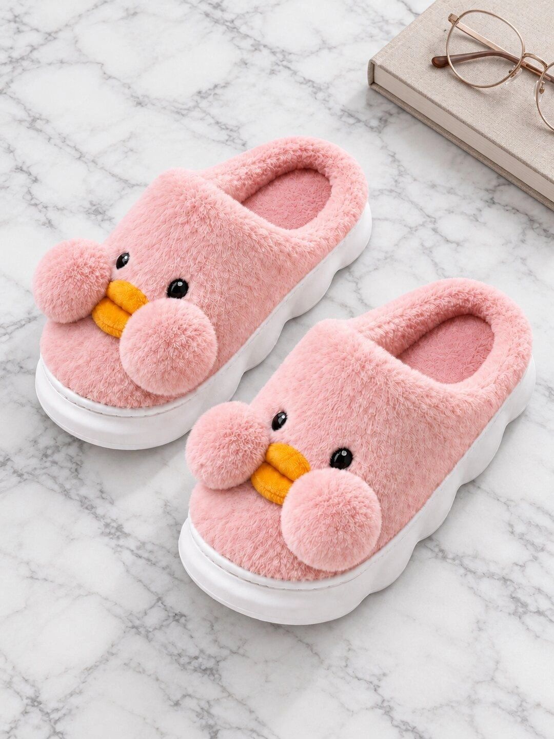 Miscreef Miscreef Duck Women Soft Fur Fluffy Warm Winter Room Slippers