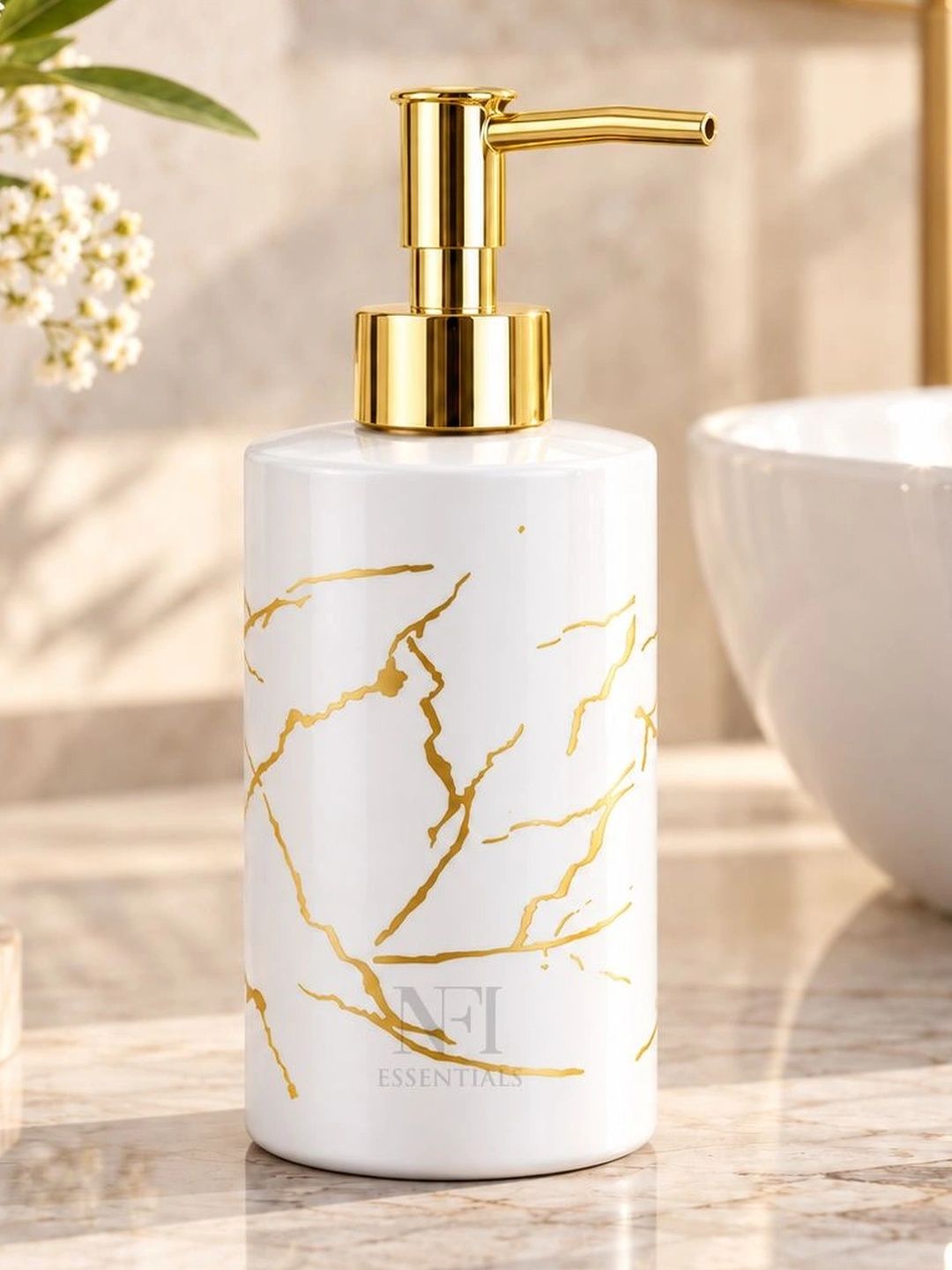 NFI essentials NFI essentials White Textured Glass Soap Dispenser