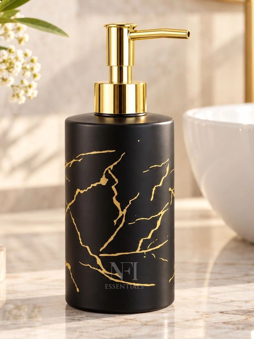 NFI essentials NFI essentials Black Textured Glass Soap Dispenser