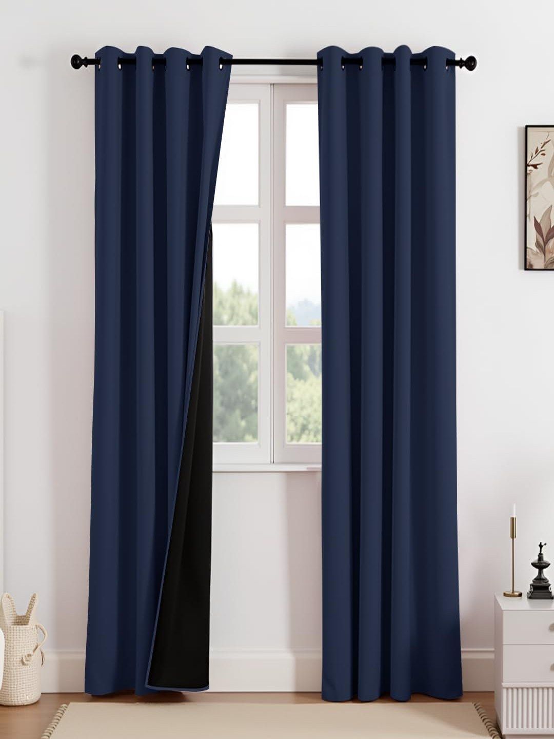 HOMEMONDE Set of 2 Blackout Solid Polyester Eyelet Door Curtains - 7 Feet