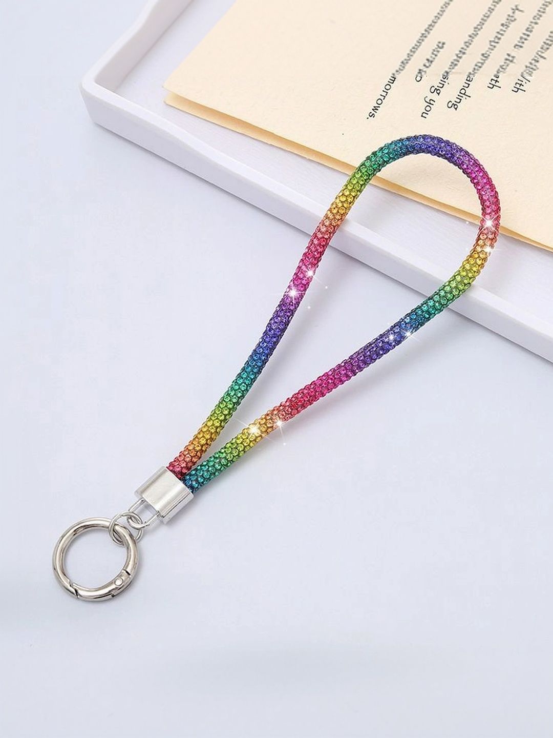 Katish Rainbow Rhinestone Phone Hand Strap Key Chain