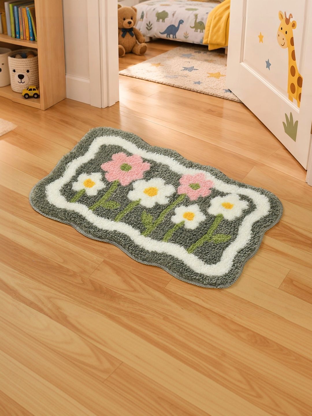 BELVOSTUM BELVOSTUM Grey Printed Bath Rugs