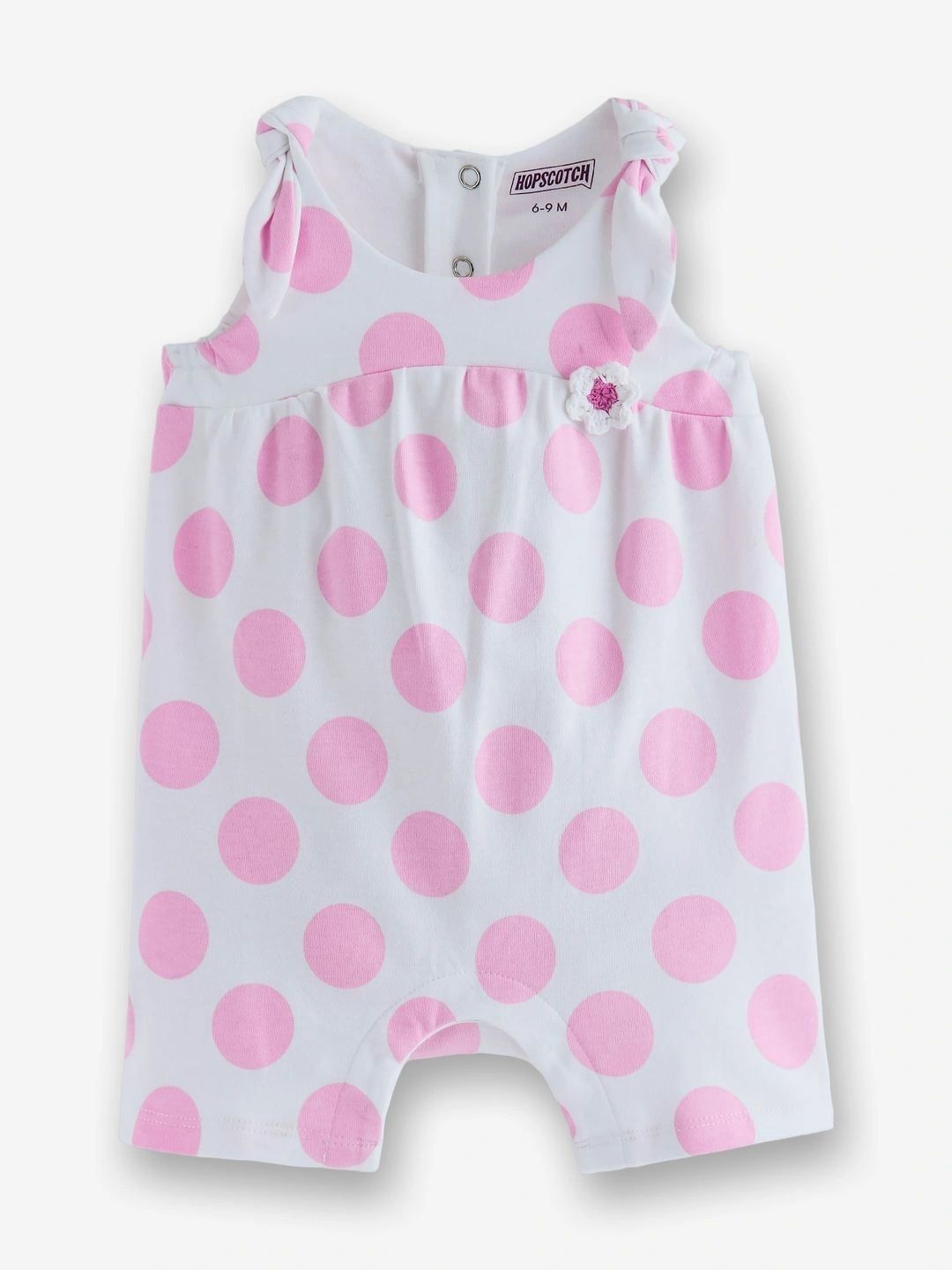 Hopscotch Hopscotch Infant Girls Printed Cotton Round Neck Romper