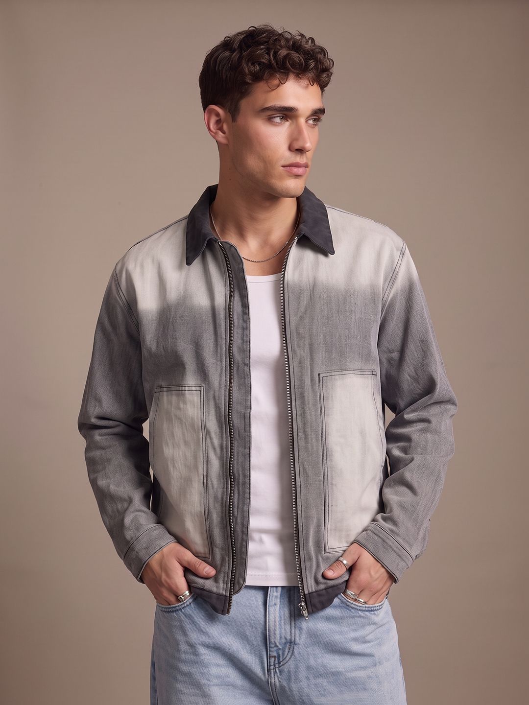 glitchez glitchez Spread Collar Denim Jacket