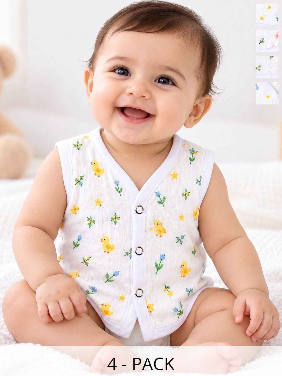 Little Dreams Grow with Style Pack of 4 Printed Assorted Cotton Jhabla-picture-53