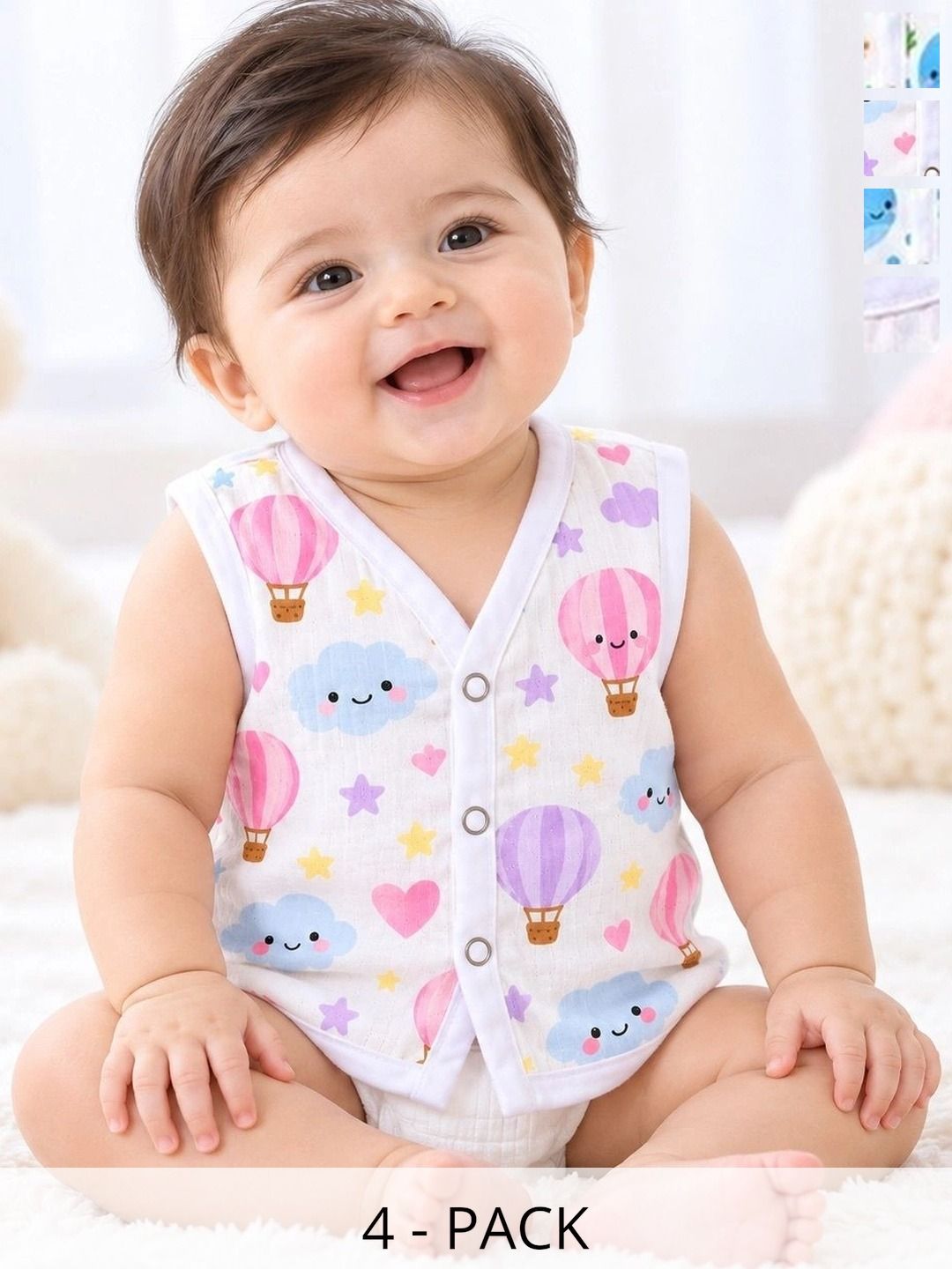 Little Dreams Grow with Style Pack of 4 Printed Assorted Cotton Jhabla-picture-57