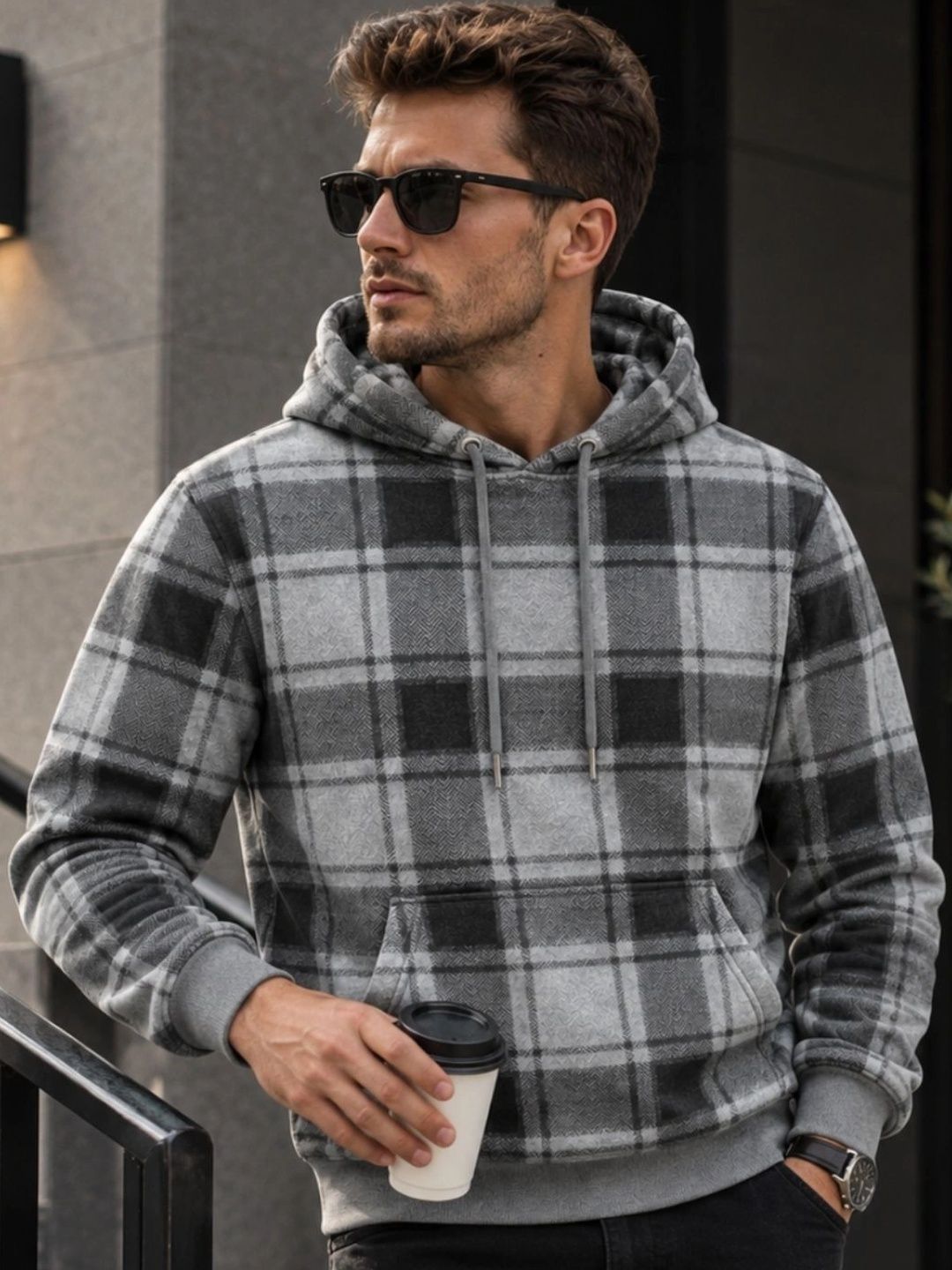Kook N Keech Kook N Keech Men Checked Hooded Sweatshirt