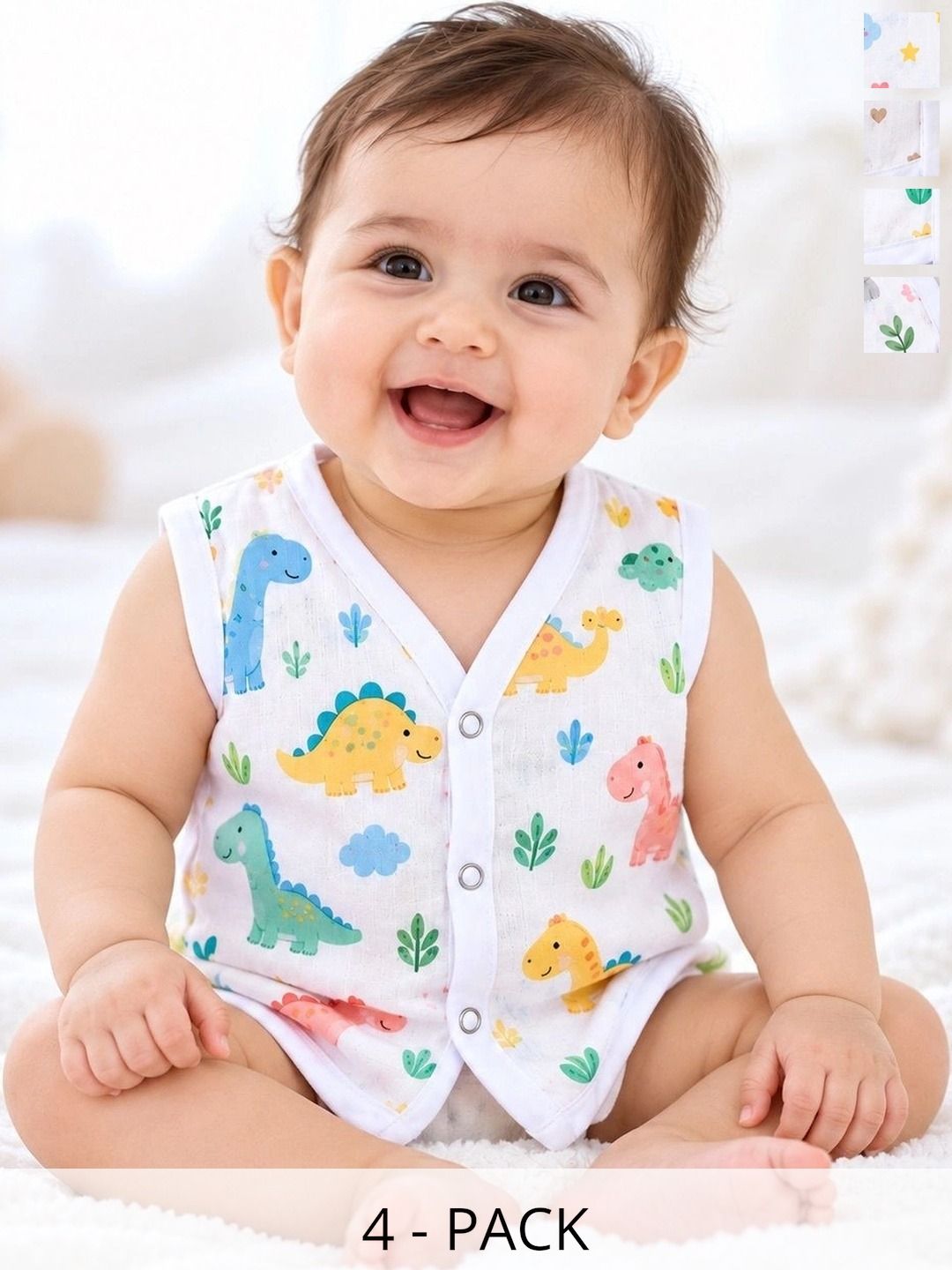 Little Dreams Grow with Style Pack of 4 Printed Assorted Cotton Jhabla-picture-37