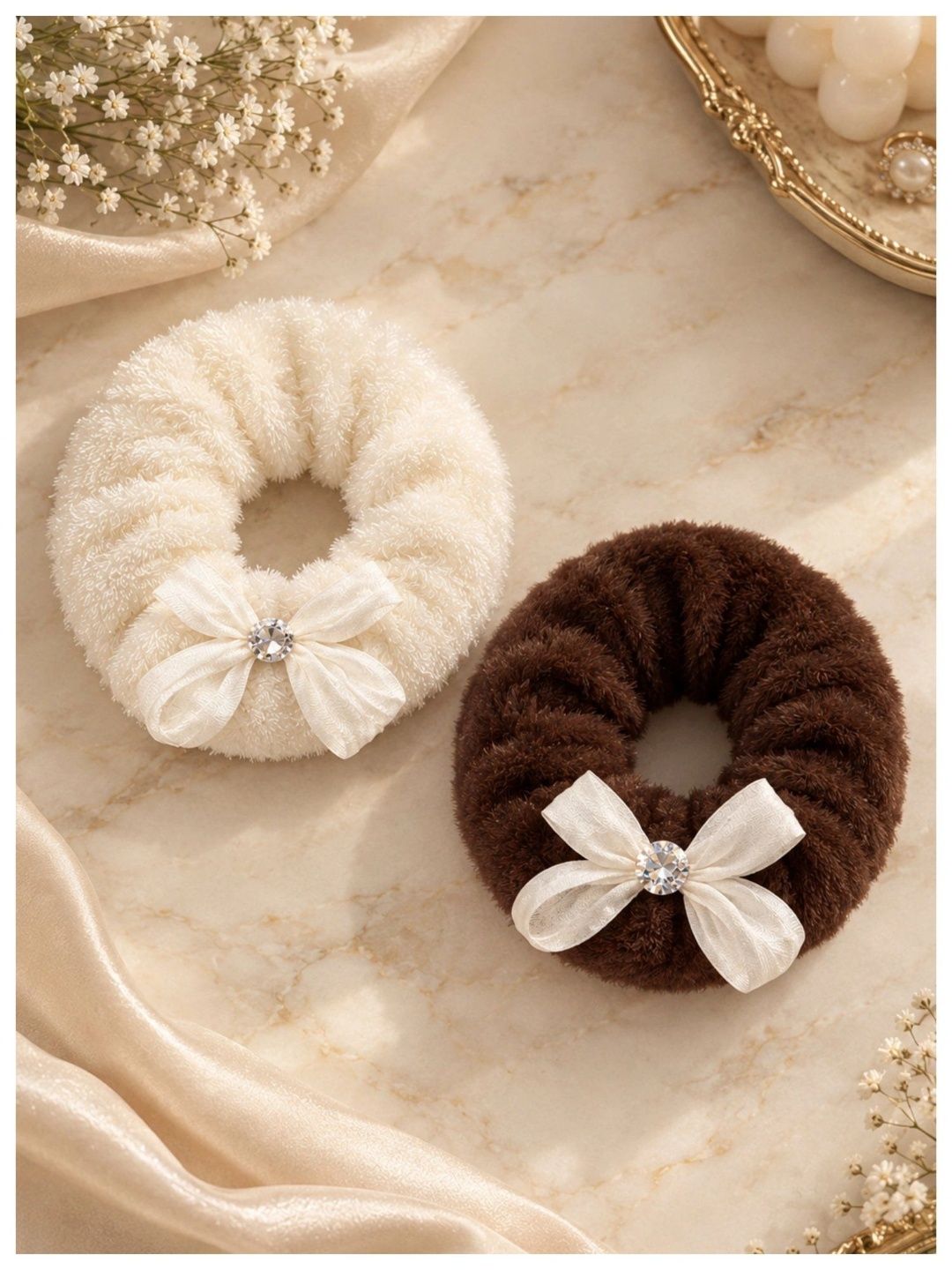 BMNM BMNM Women Set of 2 Embellished Ponytail Holders