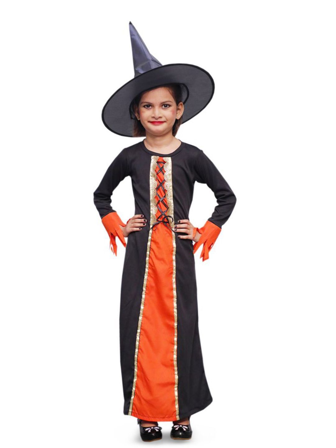 itsmycostume itsmycostume Girl Halloween Witch Costume Colourblocked Maxi Dress With Tie-Ups