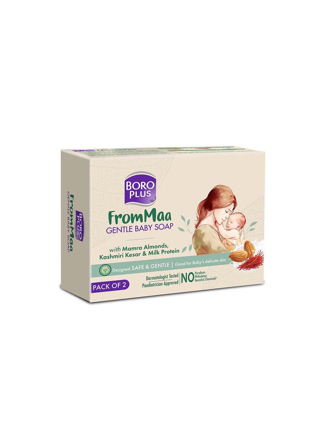 BOROPLUS BOROPLUS Set of 2 FromMaa Gentle Baby Bathing Soap with Almonds & Kesar - 75 g each