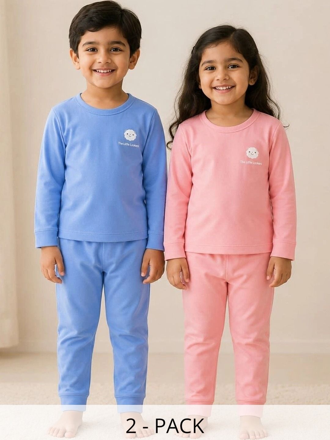The Little Lookers Kids Pack Of 2 Cotton Round Neck Thermal Set-picture-17