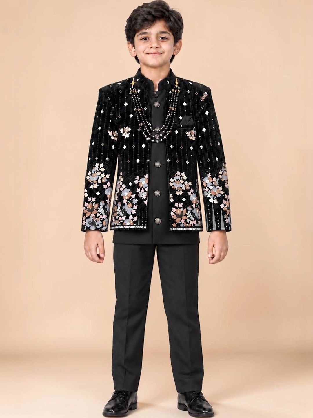 BT DEZINES Boys Embroidered Mandarin Collar Sherwani-picture-26