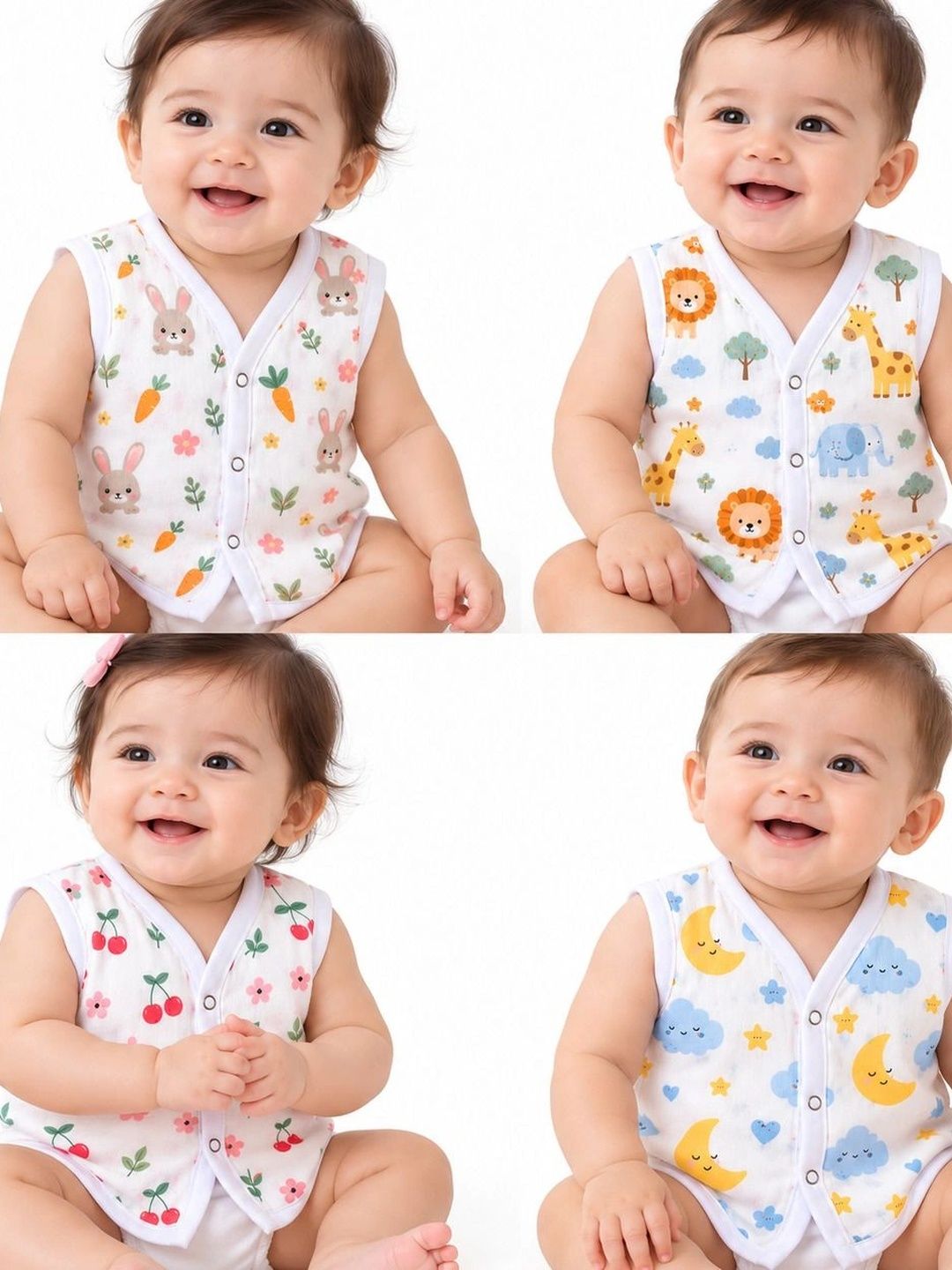 Little Dreams Grow with Style Pack of 4 Printed Assorted Cotton Jhabla-picture-11