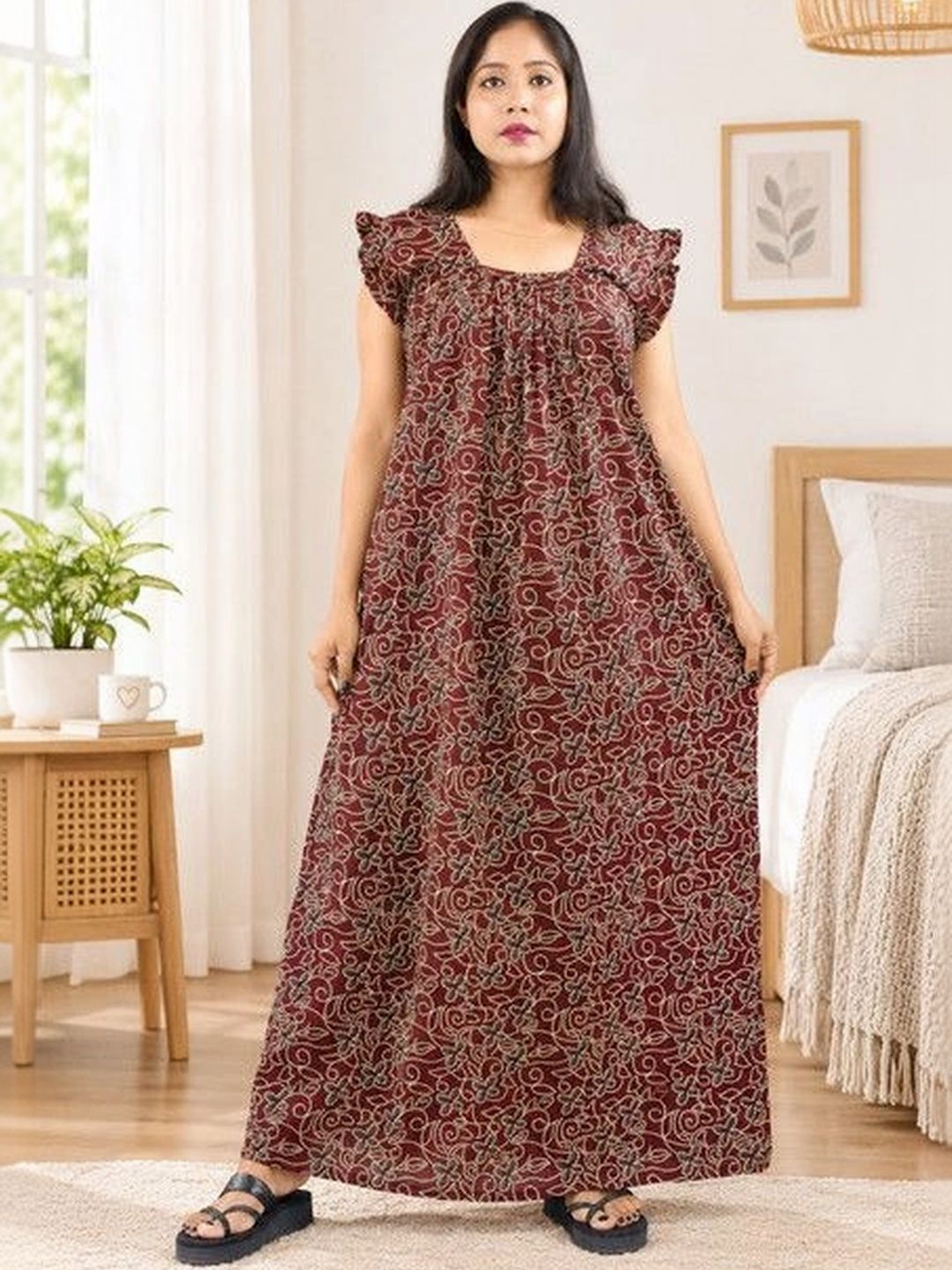BDROX BDROX Printed Maxi Nightdress