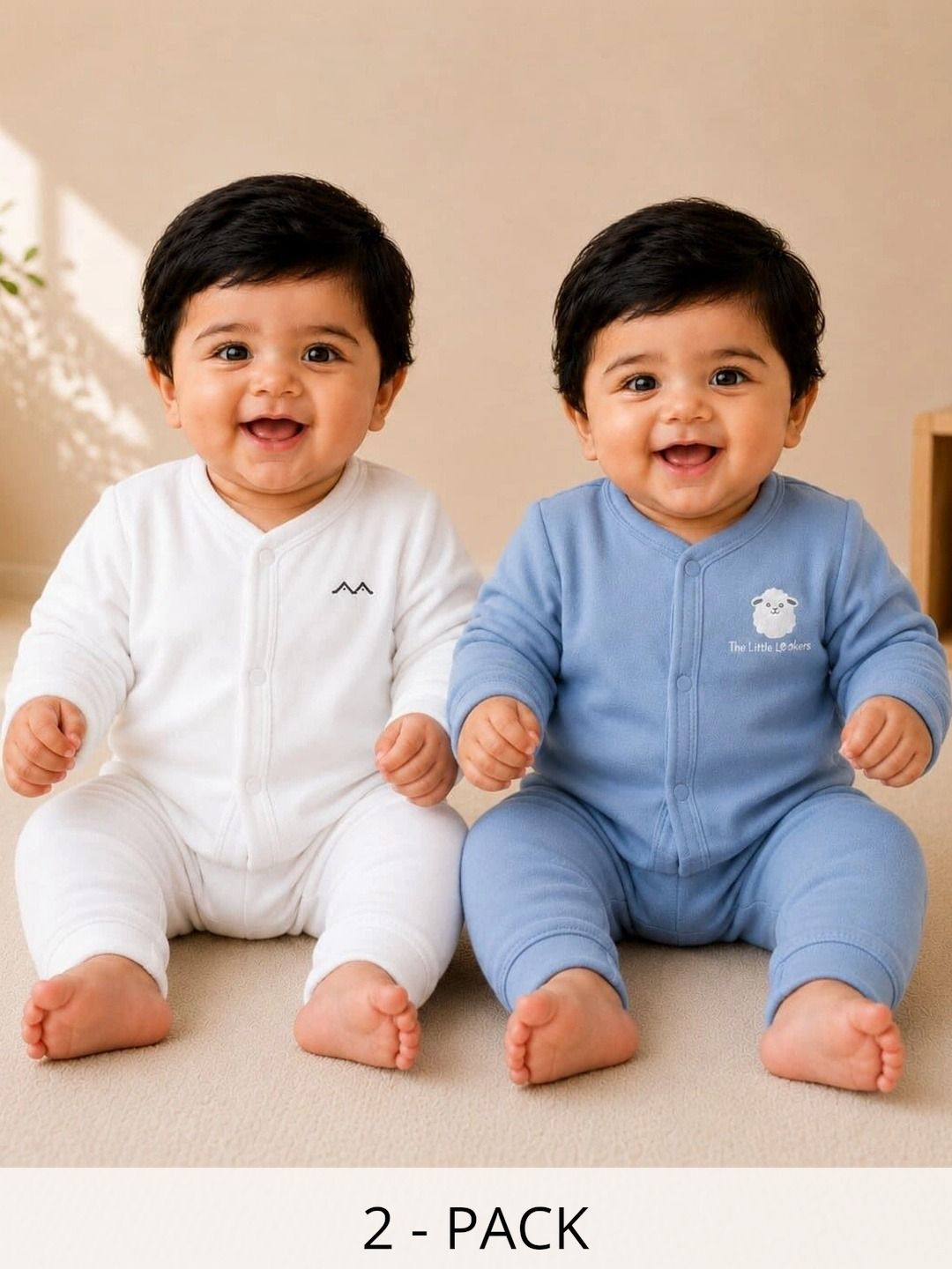 The Little Lookers Infants Pack Of 2 Cotton Round Neck Thermal Set-picture-33