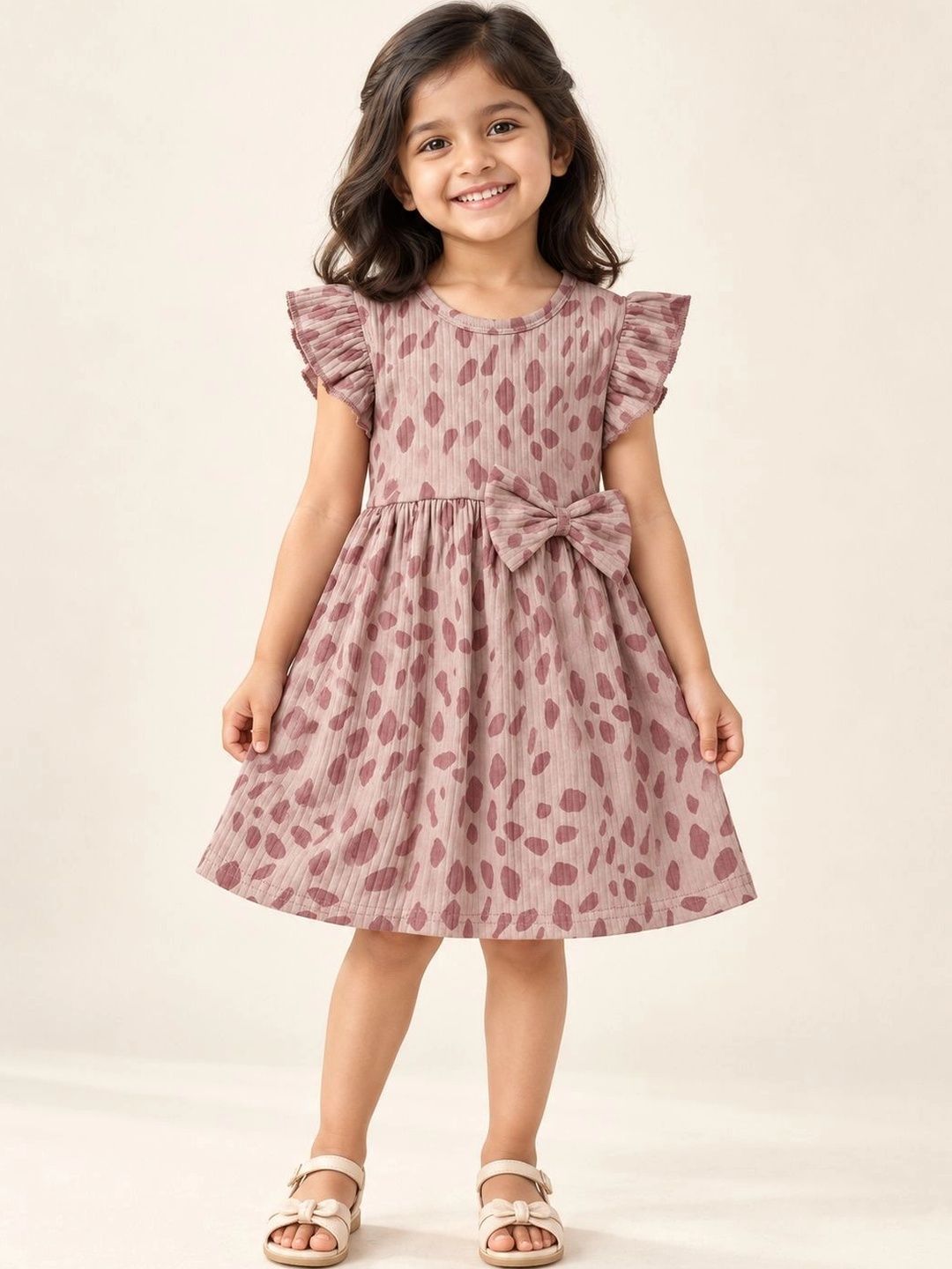 GENIE AND TOM Animal Print Flutter Sleeve A-Line Dress-picture-25