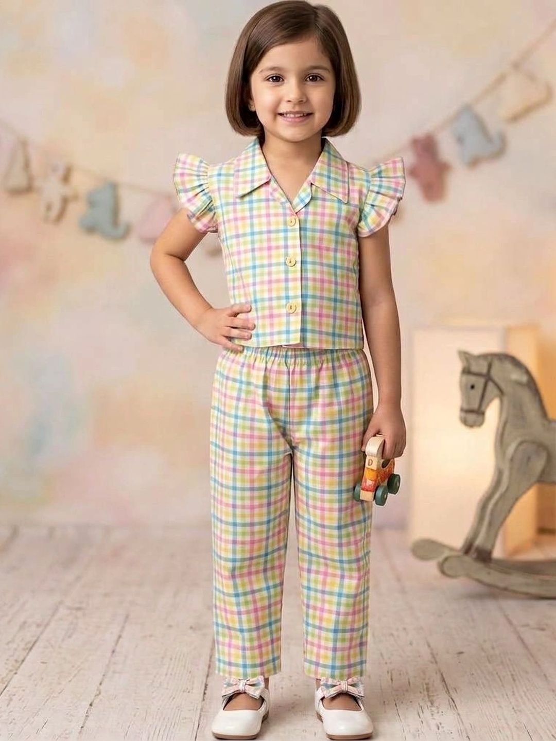 DAWINAR Girls Checked Shirt with Trousers-picture-28