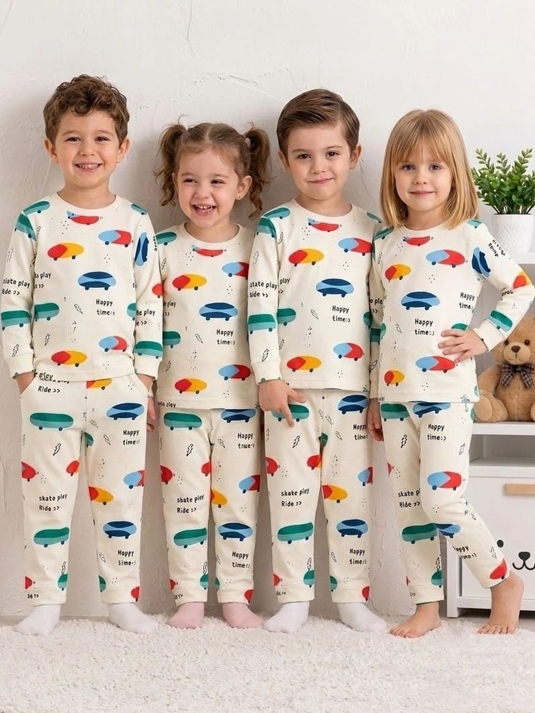 KIDNIP Unisex Kids Printed T-shirt with Pyjamas-picture-10