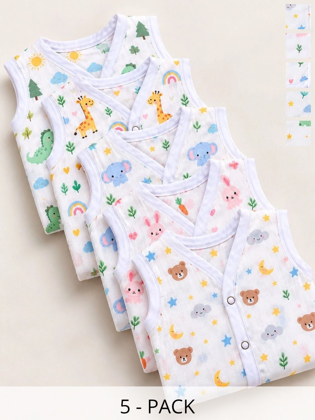 Little Dreams Grow with Style Pack of 5 Printed Assorted Cotton Jhabla-picture-14