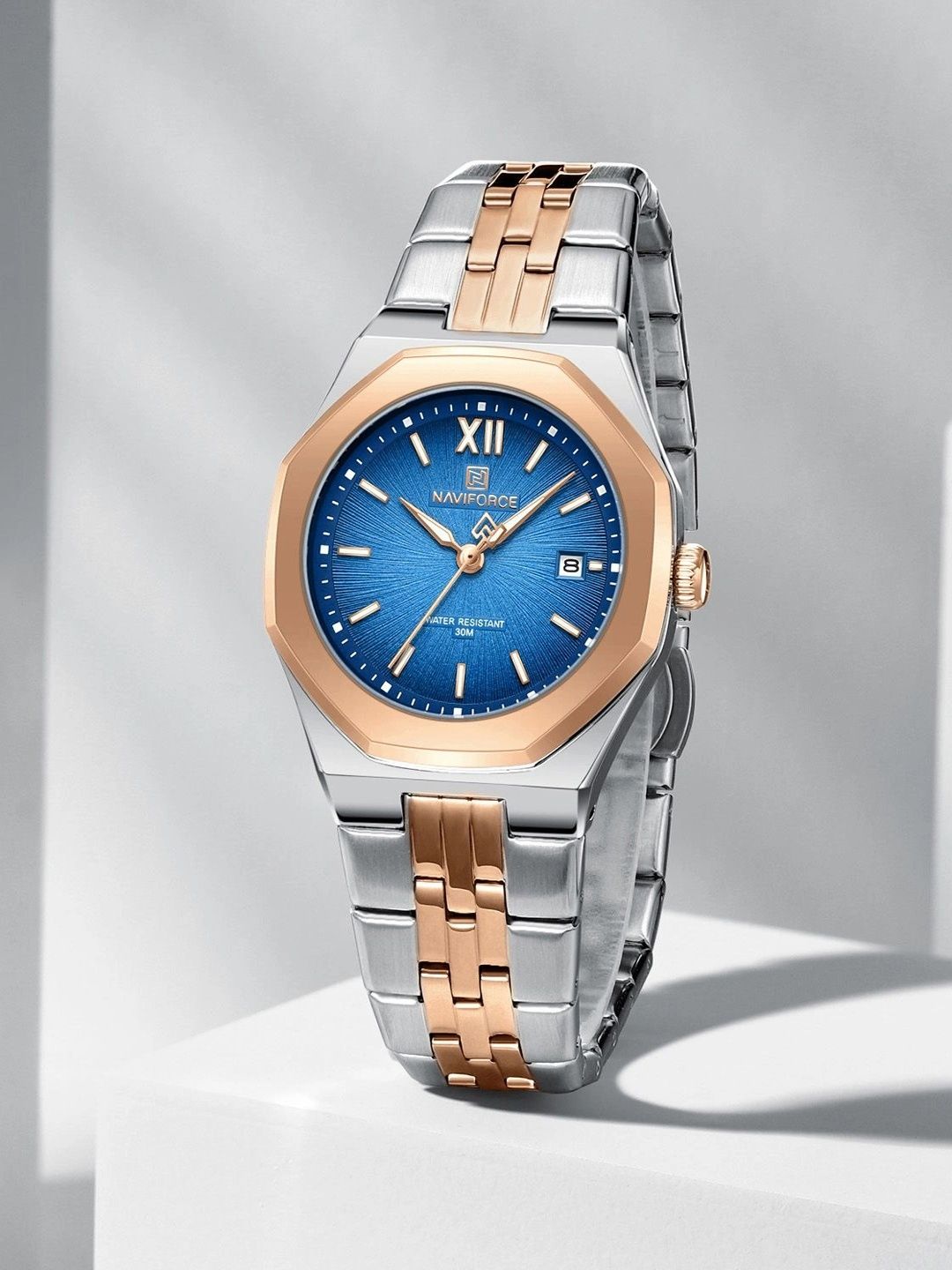 Naviforce Women Dial & Stainless Steel Bracelet Style Straps Analogue Watch NF5078 RG-LBE-picture-13