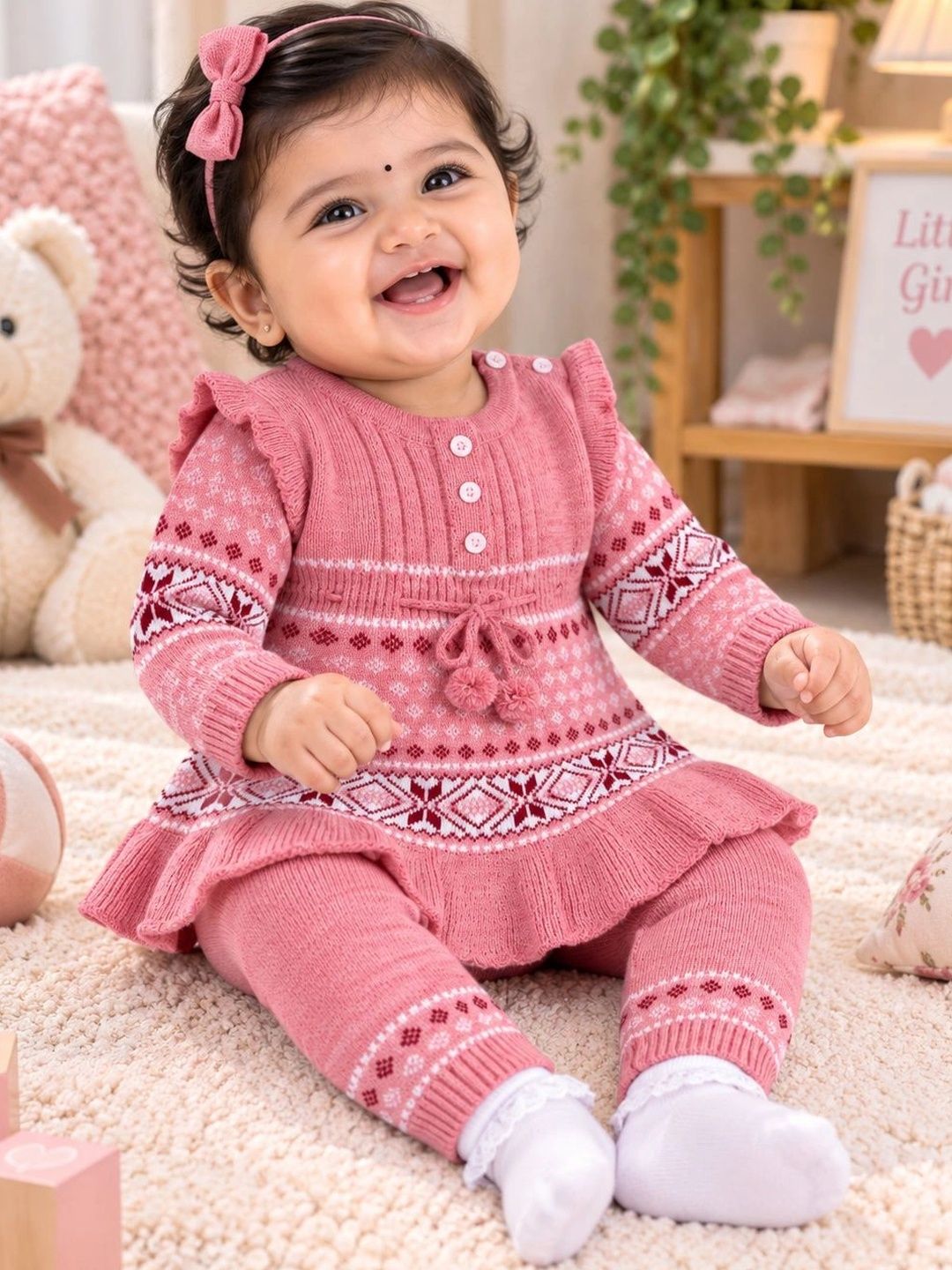 Anixa Girls Printed Woollen Pullover-picture-51