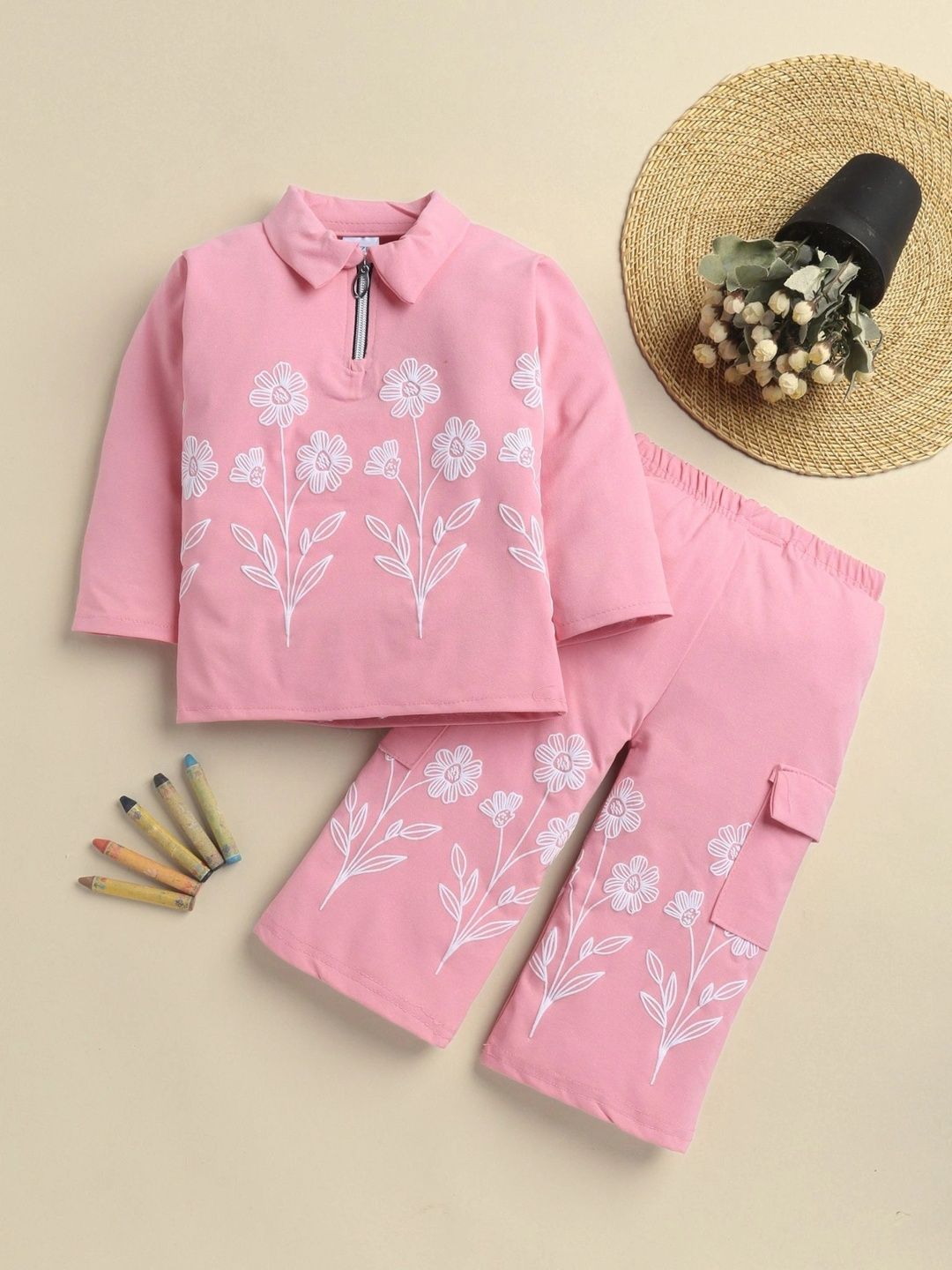Sangria Girls Printed T-shirt with Trousers-picture-41