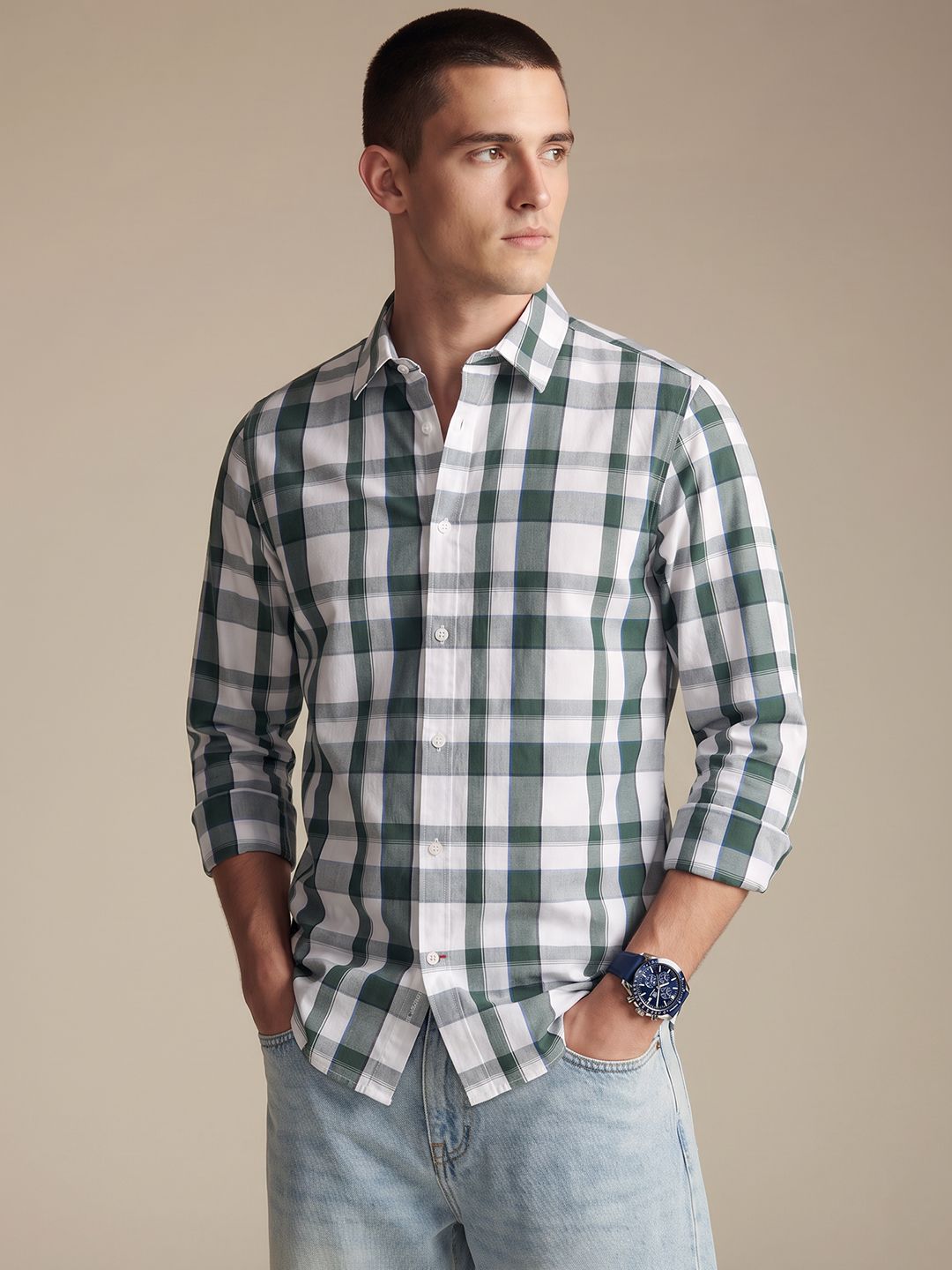 Being by Being Human Being by Being Human Pure Cotton Slim Fit Checked Casual Shirt