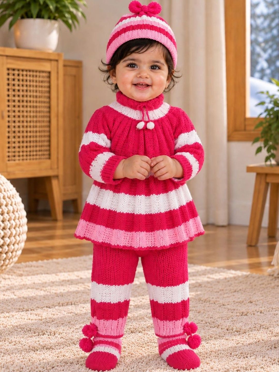 Anixa Girls Striped Woollen Pullover with Fuzzy Detail-picture-54