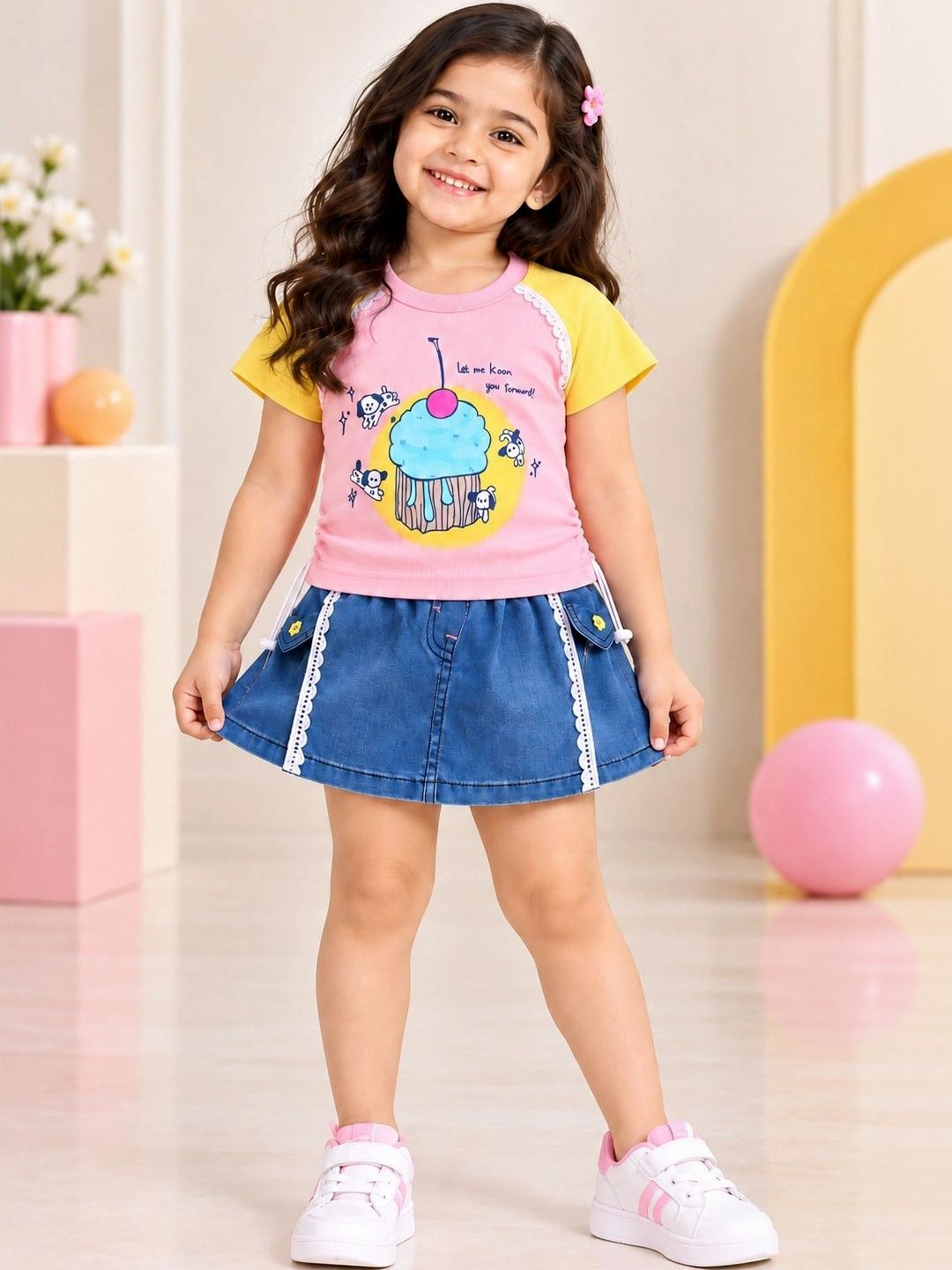 LACKii DOLL Girls Printed T-shirt with Skirt-picture-12