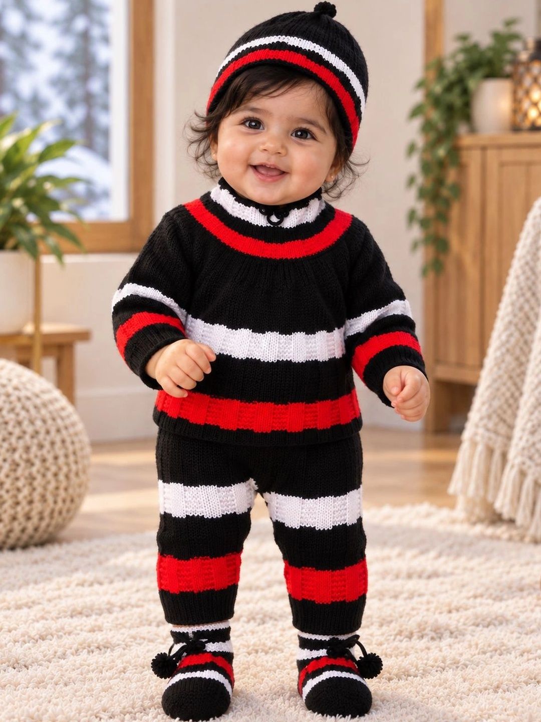 TRENDY WORLD Girls Striped Woollen Pullover-picture-52