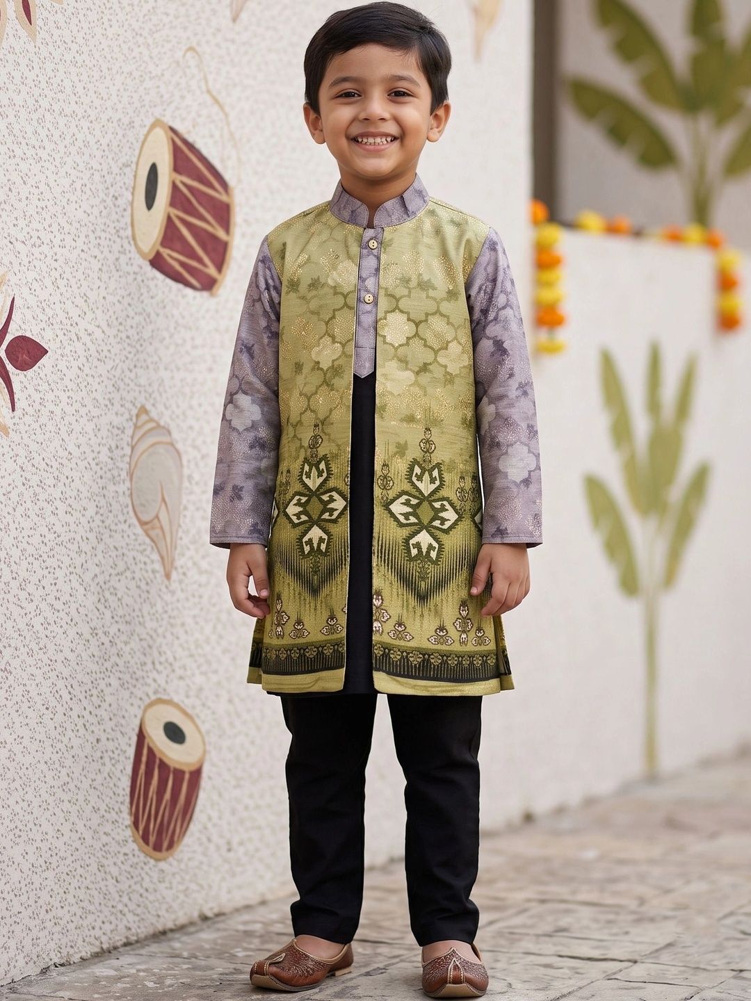BAESD Boys Ethnic Motifs Printed Regular Kurta with Trousers-picture-55