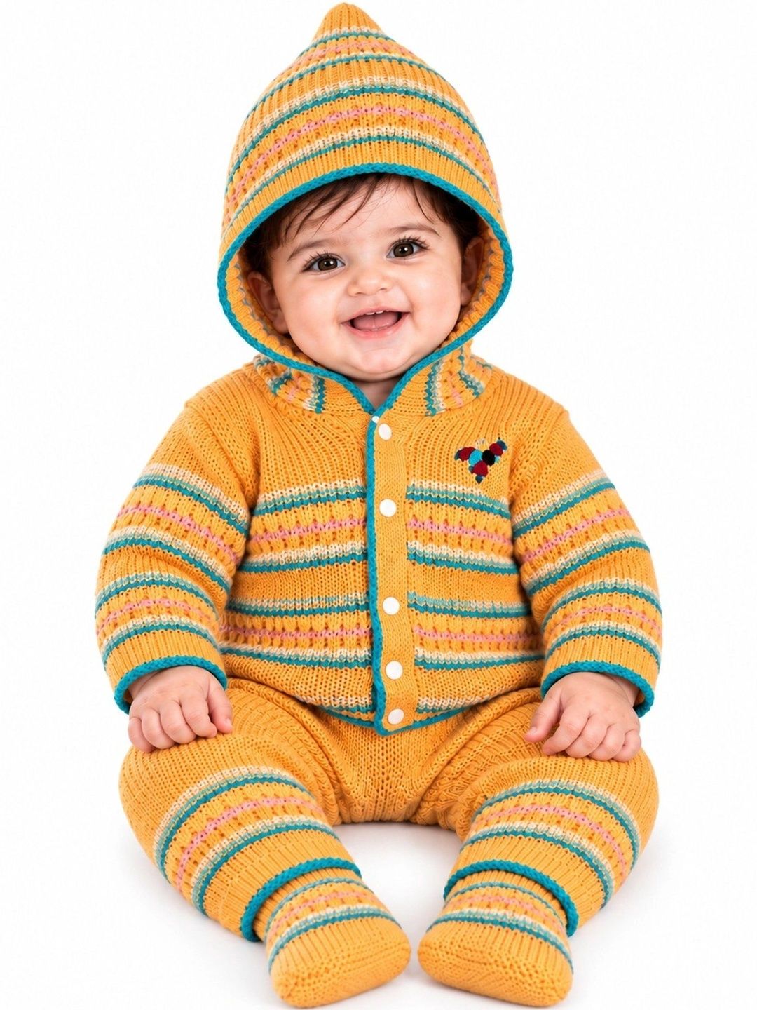 Anixa Unisex Kids Striped Woollen with Embroidered Detail-picture-16